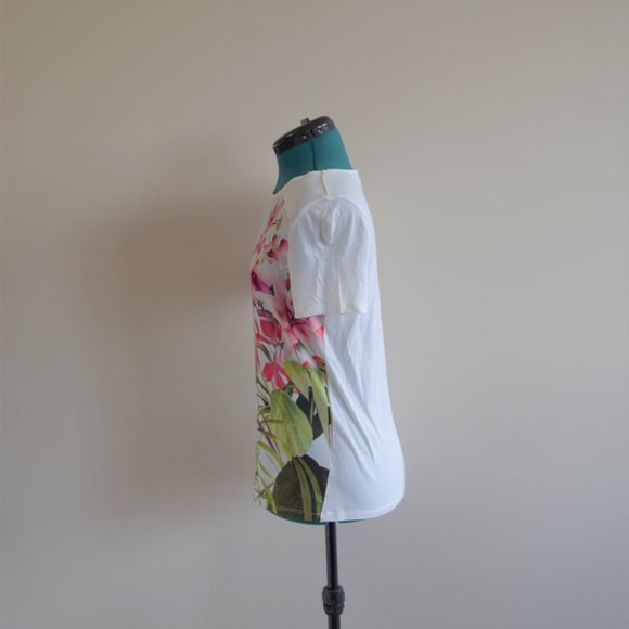 White Renella Mirrored Floral Tee Short Sleeve - Picture 6 of 9